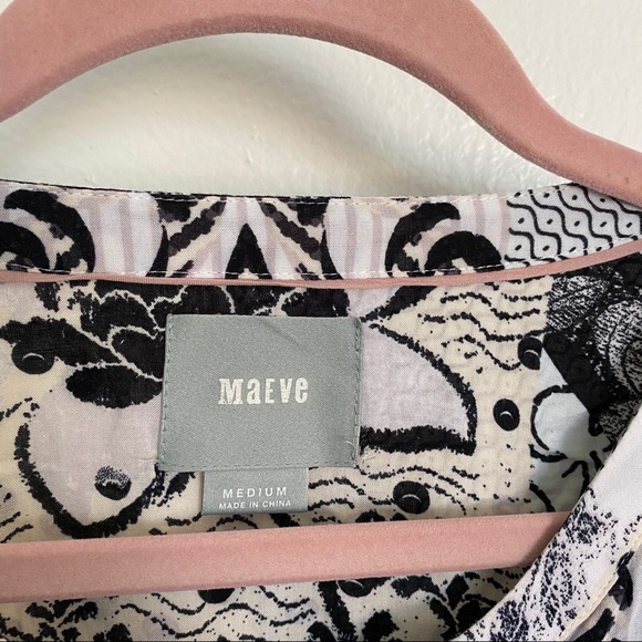 Anthro Maeve Linden Patchwork Batwing Blouse M - Picture 4 of 8